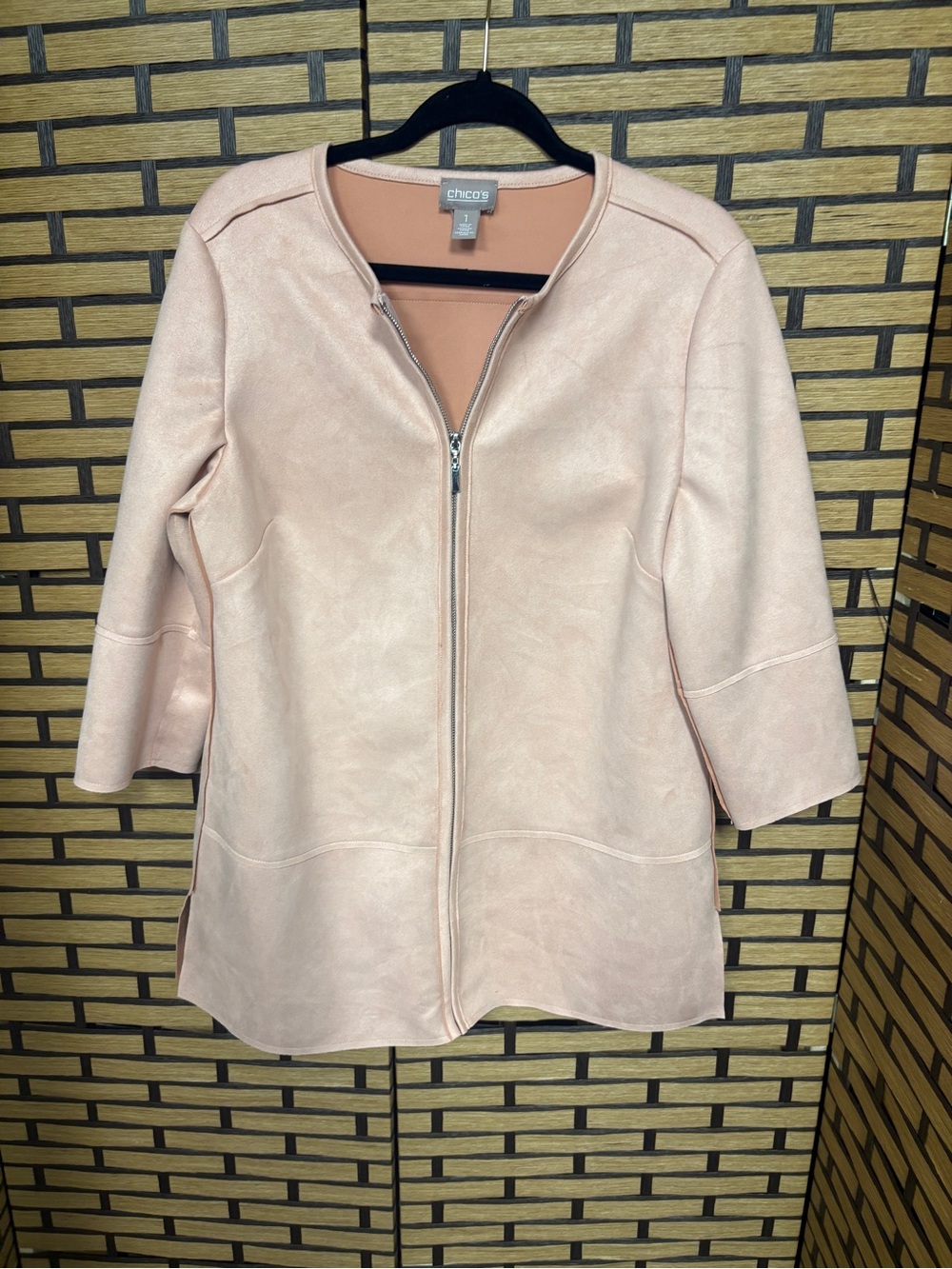 Chicos tan/pink suede jacket size 1 (medium)